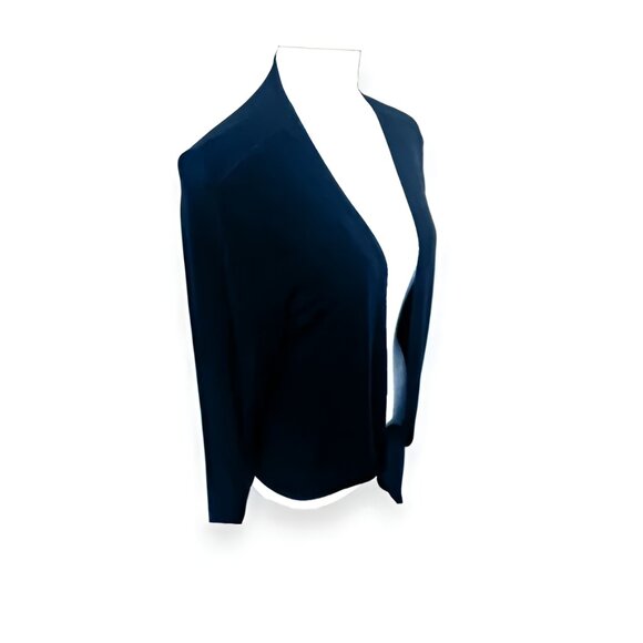 NWT Chicos Travelers Navy Blue Tie Waist Minimalist Cardigan Blouse Top 0 S - Picture 3 of 5